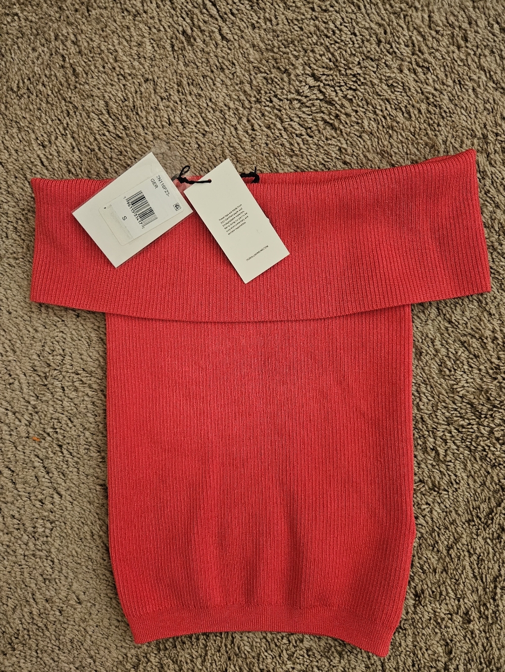 7 For All mankind Off-Shoulder Red Knit Sweater Top - Women's. Sz S